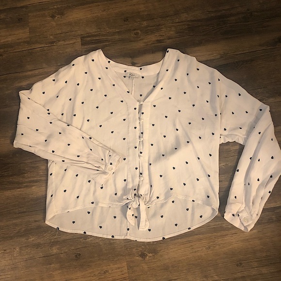 Rails heart print button down cropped blouse size L - Picture 1 of 13